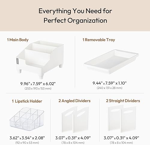 Miniatura 4 de carrotez Organizador de tocador de maquillaje para encimera de cosméticos para el cuidado de la piel, accesorios organizadores compartimentos