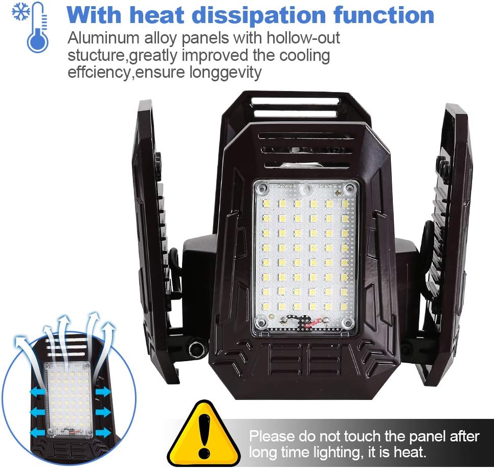 warmiplanet 2-Pack 120W LED Garage Lights, Adjustable Shop Light, CRI 80, 6500k Daylight, Warehouse Lights with Adjustable Panels