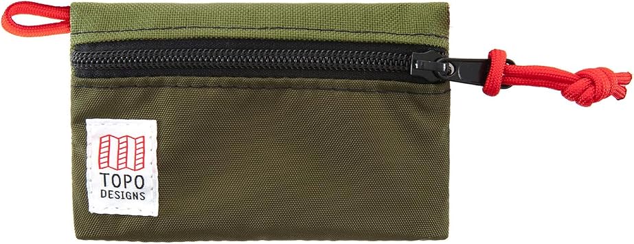 Topo Designs Accessory Bags, Travel Organizer for Smaller Items, Durable Storage Pouch, 3 Sizes, Fully Lined Pack Cloth, Olive/Olive, Micro, Pouch