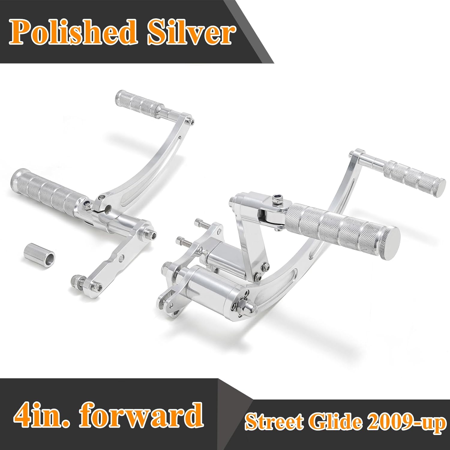 TOFR 4" Polished Forward Controls Footpegs for Harley Touring Street Glide Road King 2009-2020 Classic FLHRC FLHR FLHX FLHXS