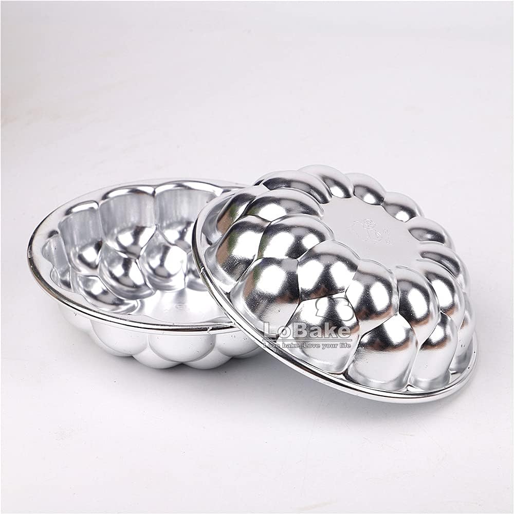 10pcs Various Half Ball Pumpkin Grape Vollyball Shell Aluminium Tart Mould Jelly Pudding Cup Cupcake Mold Baking Tools (R32 Grape)