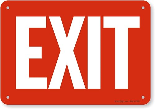 SmartSign 7 x 10 inch “Exit” Sign with Pre-Cleared Holes, Rounded Corners, Digit
