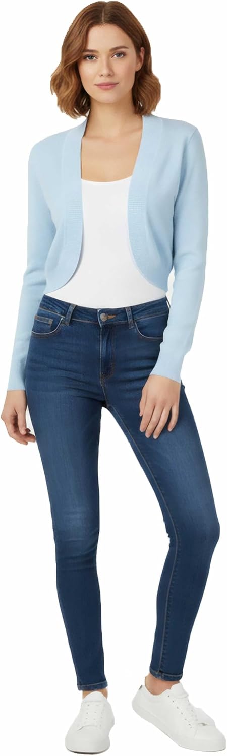 Allsense Women's 3/4 Sleeve V-Neck Cropped Bolero Shrug Cardigan - Image 6