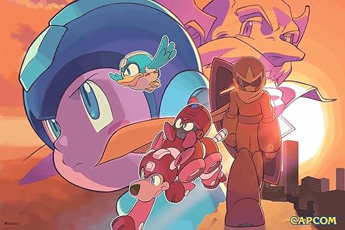 Póster de Mega Man Anime Art Video Game Video Gamer Classic Retro Vintage 90s Gaming MegaMan Capcom Legacy Collection Megaman 11 Mega Man X Dr Wily