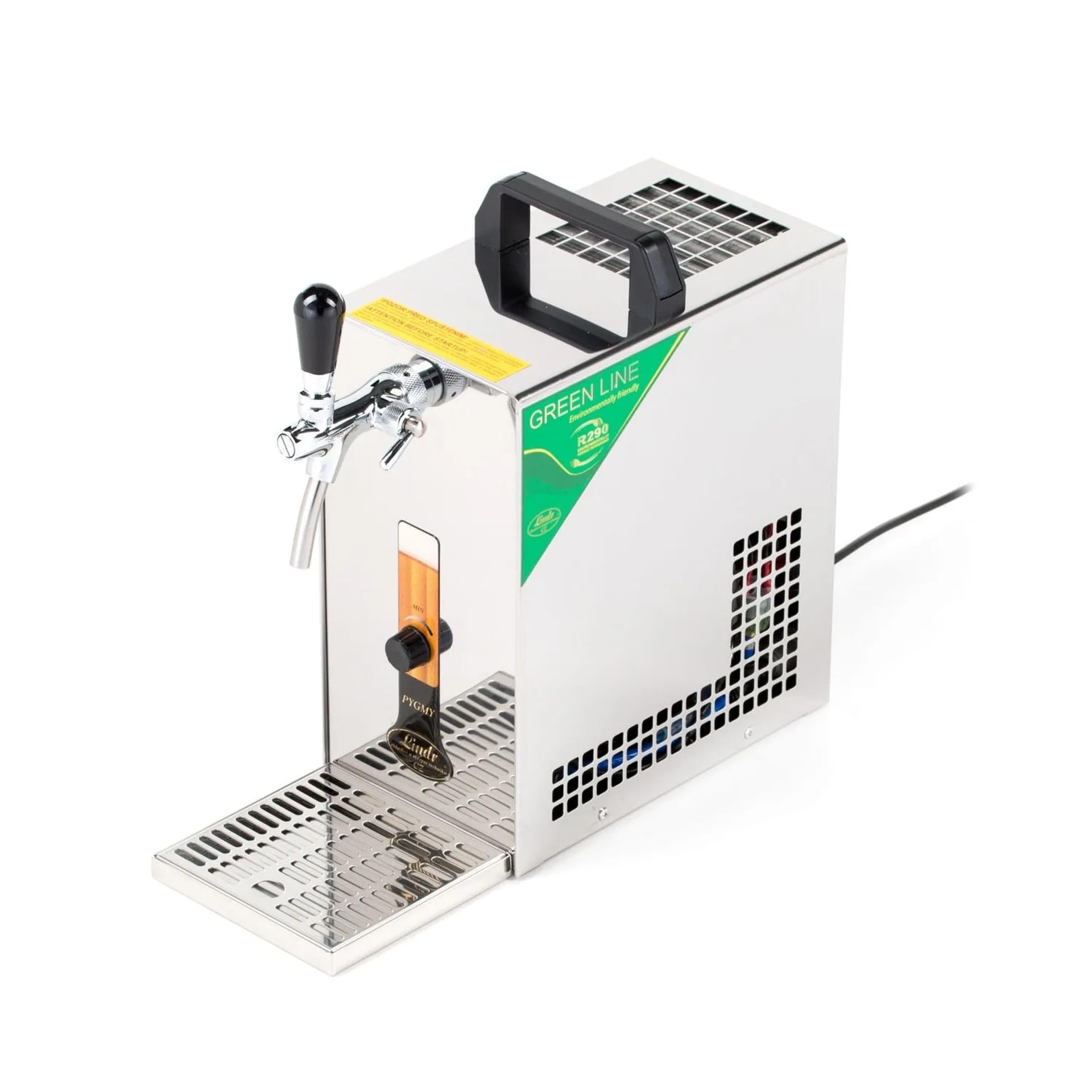 Dispensador de Cerveza, Grifo de Cerveza - PYGMY 20/K, con Bomba de Membrana, Unidad de refrigeración en seco de 1 línea, de Acero Inoxidable, 25 litros/h, Green Line