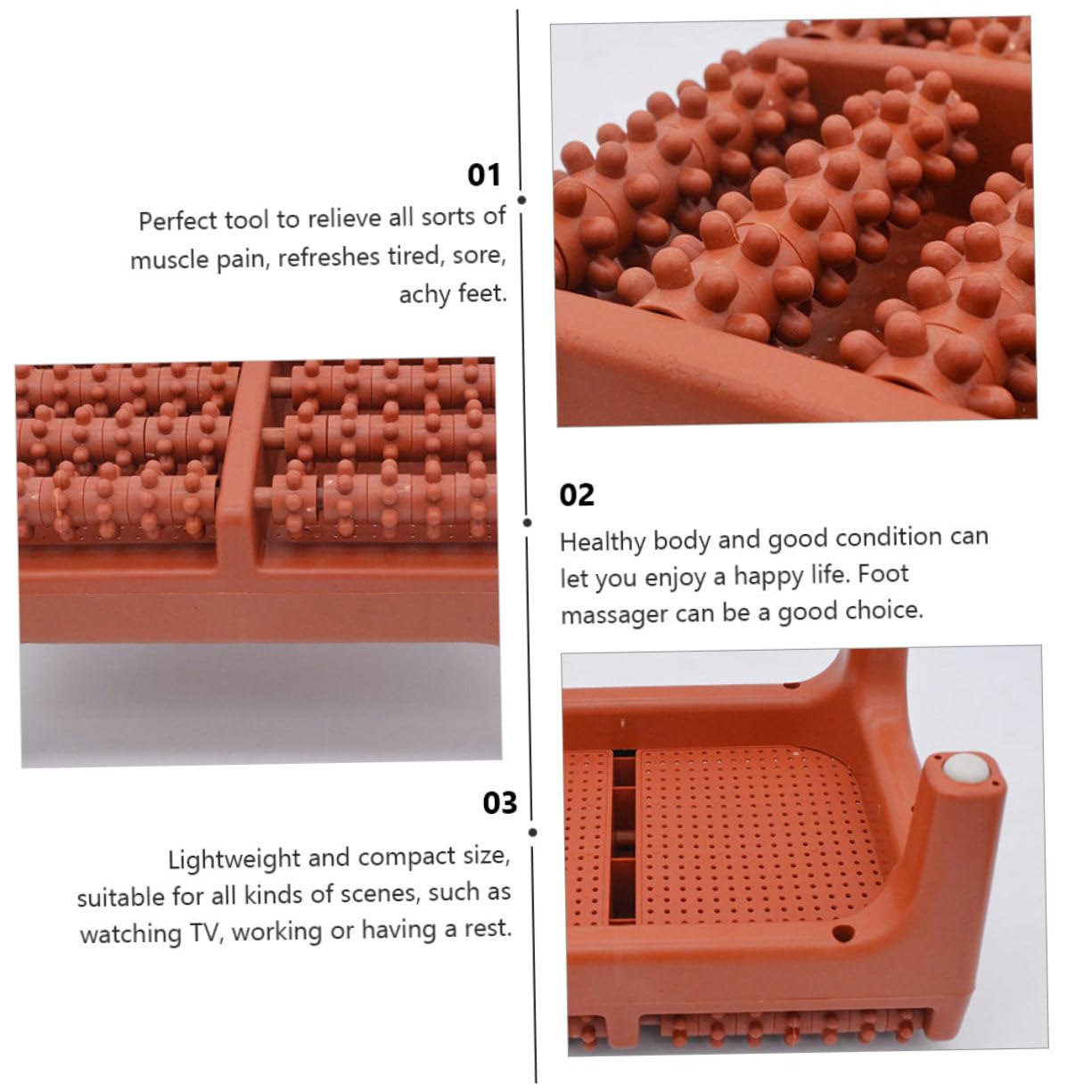 FRCOLOR Rodillo para Pies con Ruedas Y Deslizadores de Masaje de Acupresión Taburete para Masaje de Pies para Uso Doméstico Color Marrón