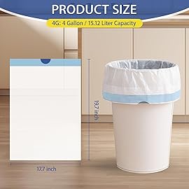 240 Count 4 Gallon Small Trash Bags Drawstring 1.1 Mil - White Garbage Bags Unscented for Bathroom, 15 Liter Thick Plastic Wastebasket Liners for Toilet Home Office and Bedroom