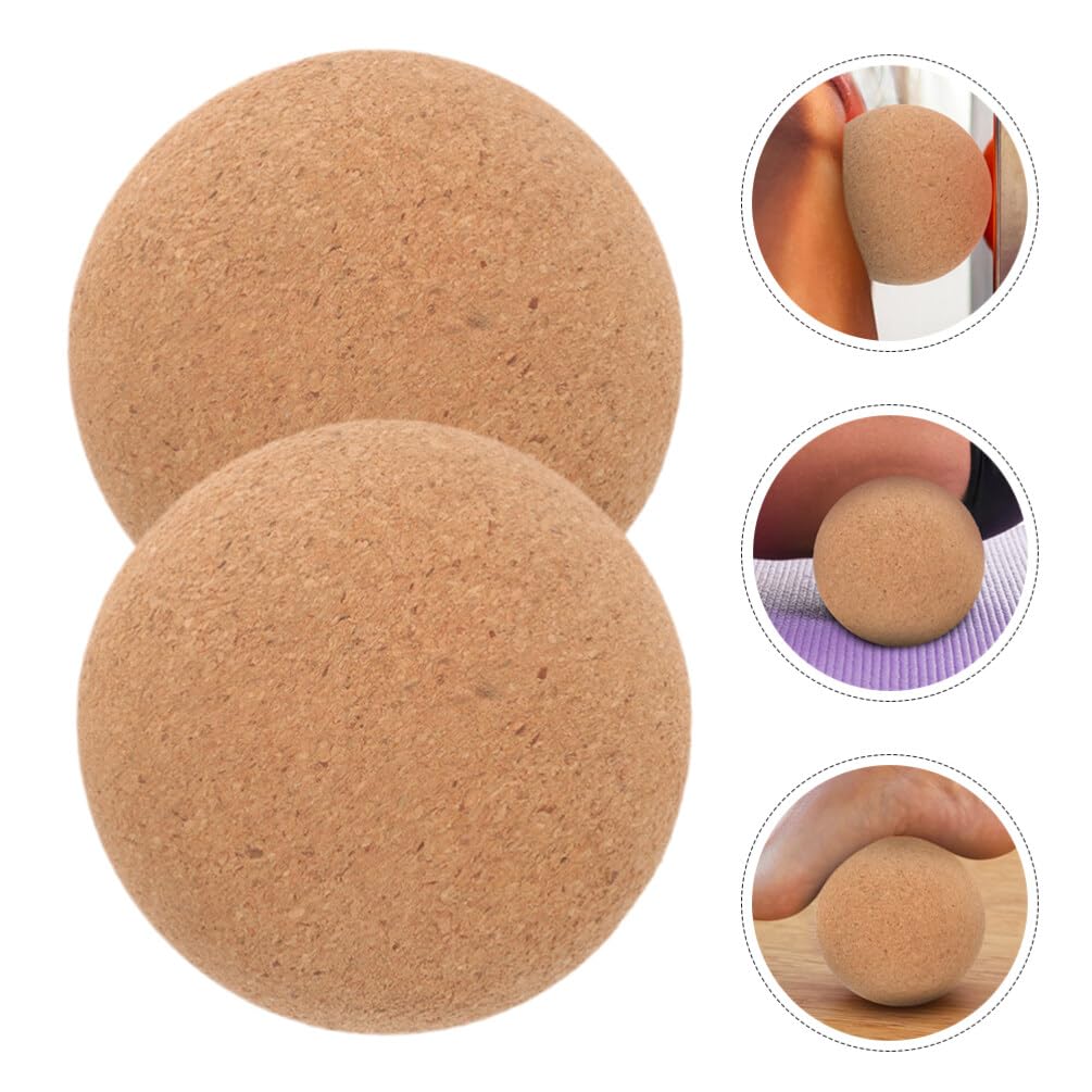 Pelota de Masaje de Corcho Marrón, 2 Piezas para Yoga | Uso en Ejercicio y Relajación, para Espalda, Cuello y Pies, Formato Compacto de Doble
