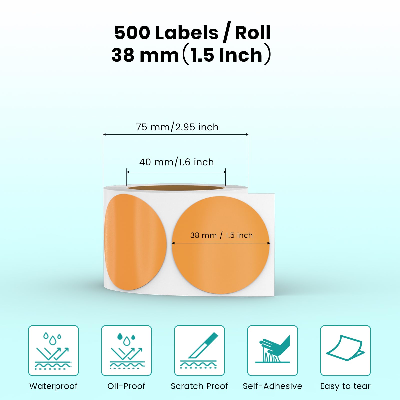 Etichette Termiche Rotonde Autoadesive 38mm - Gialle, 500 Pezzi Per Rotolo, Per Codici Barre E QR - Foto 1