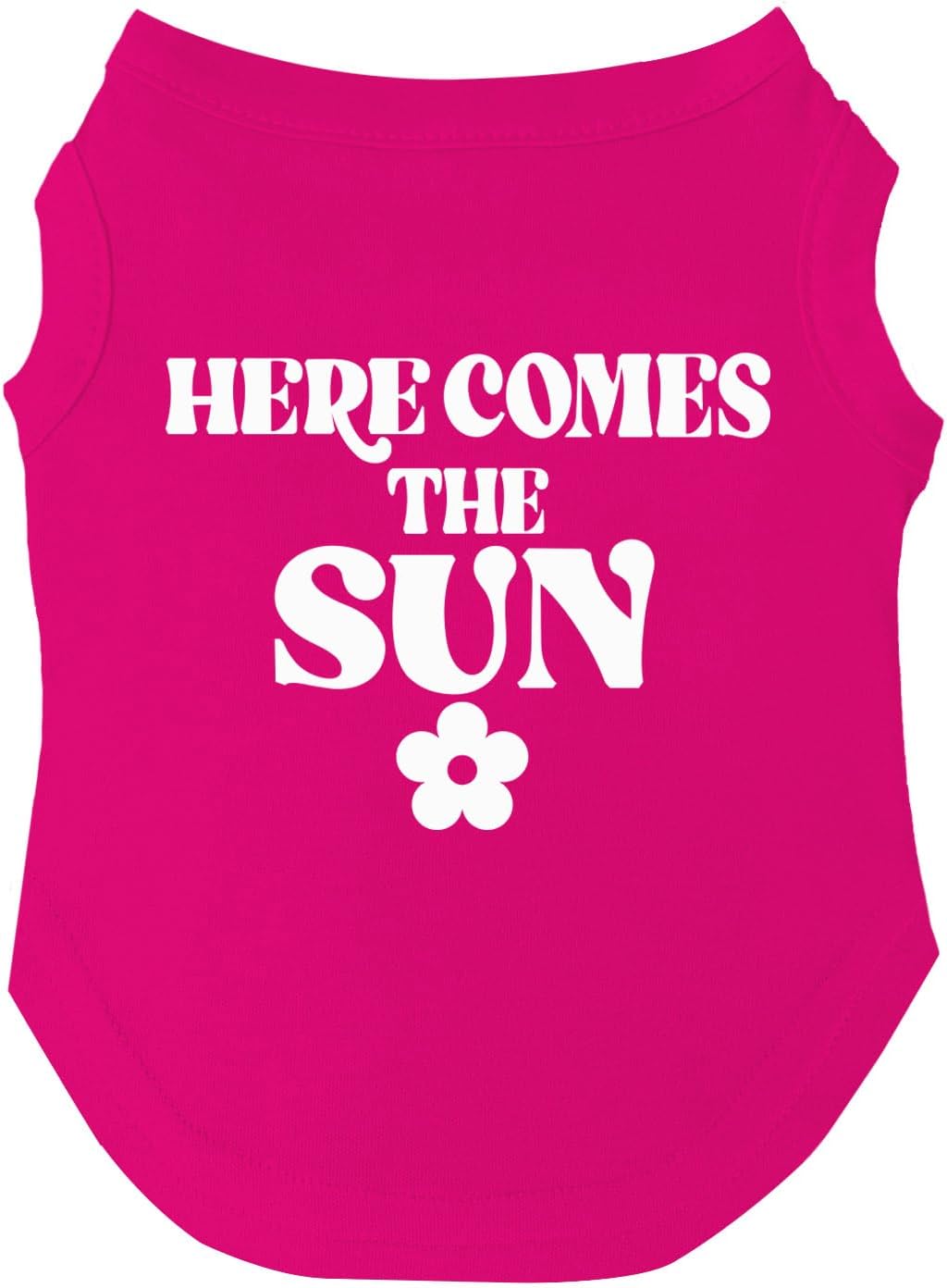 Here Comes The Sun Summer Dog Tee Shirt | Sleeveless | Sizes for Puppies, Toys and Large Breeds (Hot Pink, Small 779)