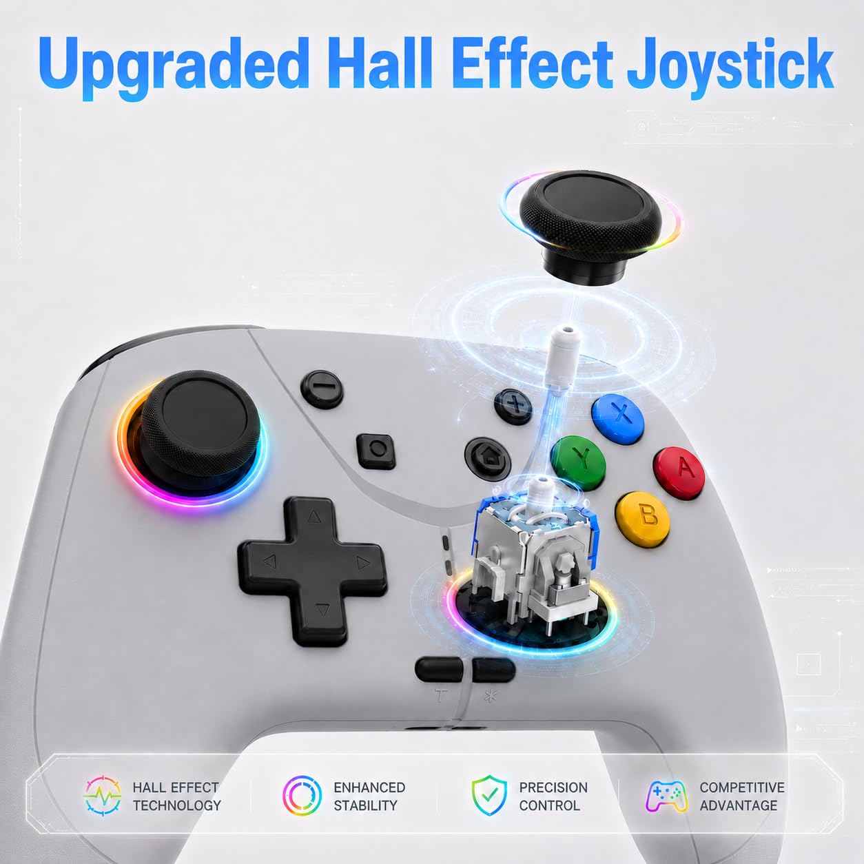 aghi Switch 2 Pro Controller with Hall Effect Joysticks and One Key Wake Up | Wireless Game Controller for Switch 2/Switch/Lite/OLED, with Turbo, Dual Vibrations, Loop Macro, 6-Axis Gyro, 800mAh, Grey