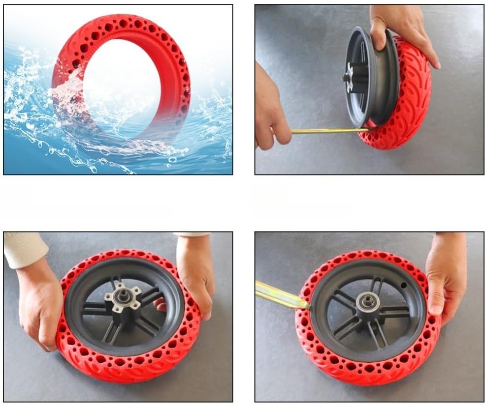14x3.0 3.0-10 Solid Rubber Tire for Electric Scooters and Bikes, Non-Pneumatic Tubeless Design with Anti-Slip Grooves, Puncture-Resistant and All-Weather Performance