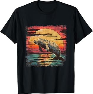 マナティー 海 アニマル Lovers サンセット グラフィック Tシャツ