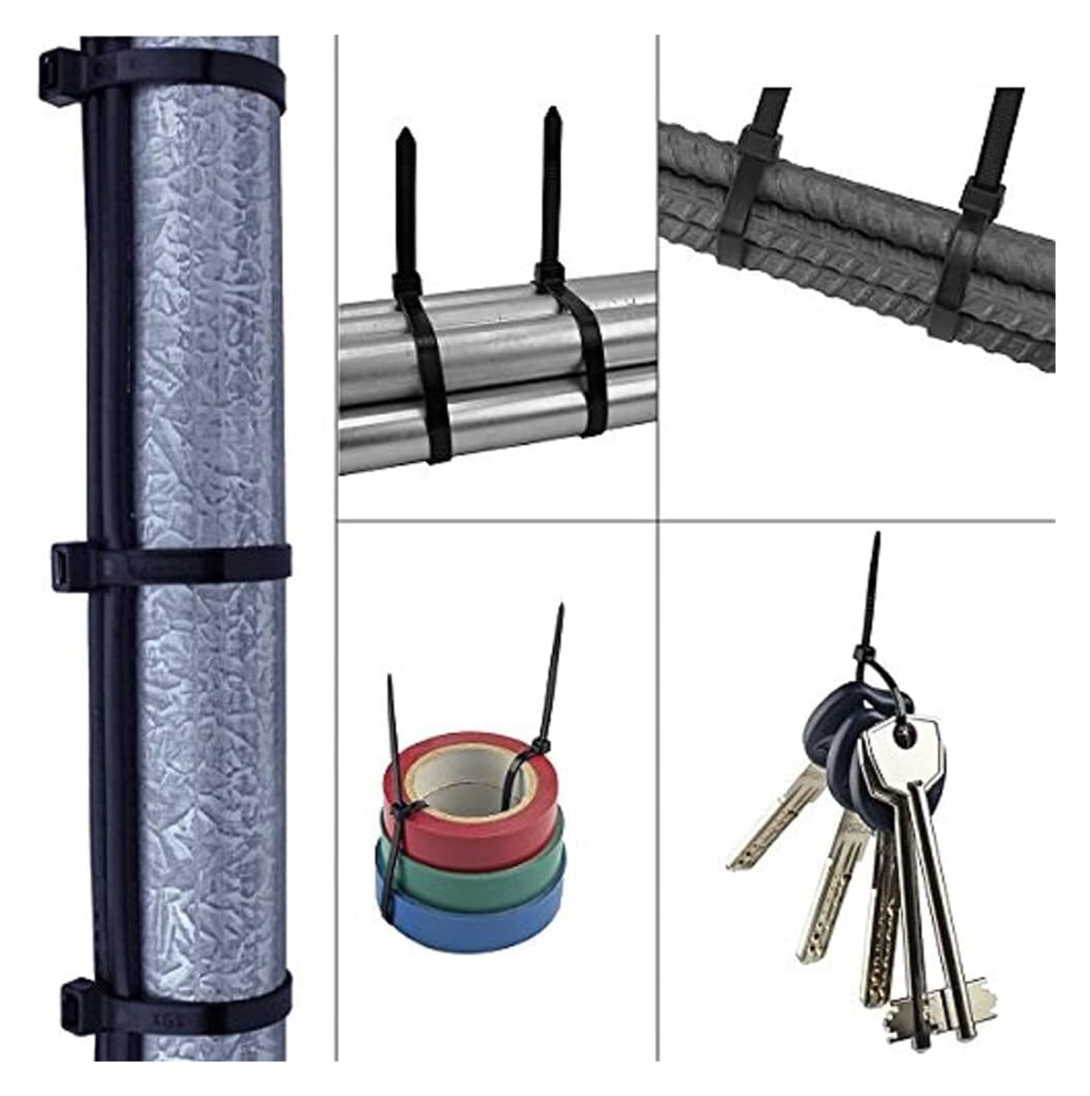 Derencias pesadas con tirolina, Bridas for cables, surtido de bridas for cables, 25 100 piezas de bridas for cables negras, cable de alambre de nailon de plástico autoblocante(5x200)