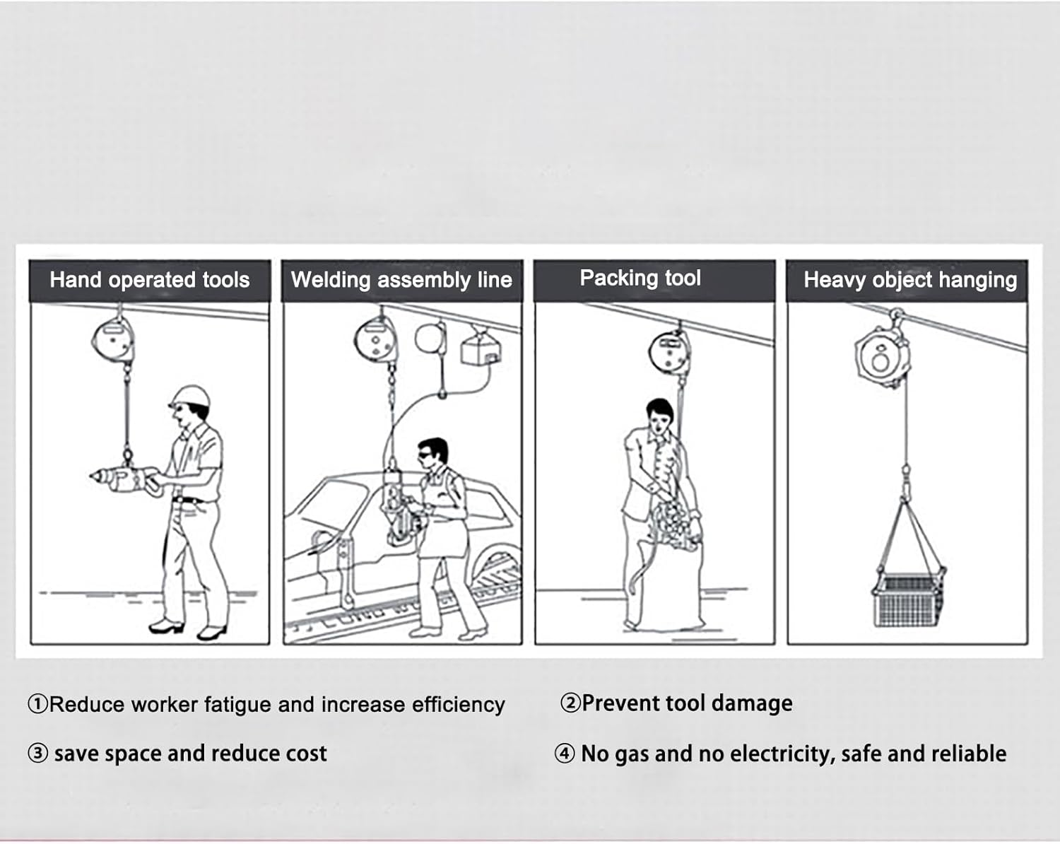 Telescopic Spring Balancer Suspension Tool Tool Balancer Balancer Retractor 1.9m Long Wire Rope Suspension Bracket Suitable for Assembly Line Moving Tools, Fixtures (1-3.kg
