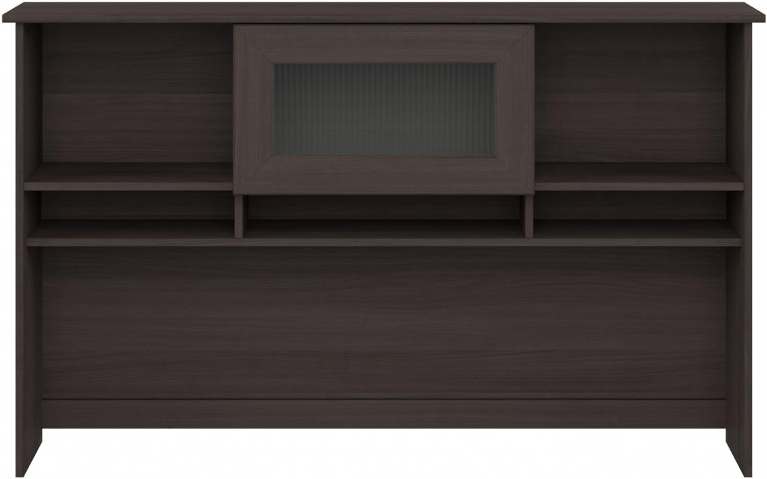 Bush Home Cabot 60W Desk Hutch in Heather Gray, Attachment with Shelves and Cabinet for Home Office