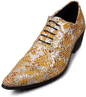 Sapatos formais masculinos Oxford com salto de 5 cm e cadarço Oxfords masculinos com decoração sem cadarço para negócios em couro genuíno (Color : Yellow, Size : G-41)