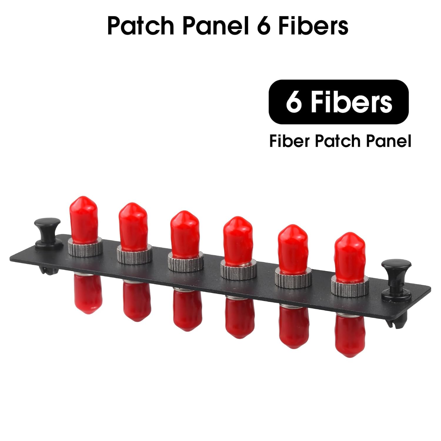 Xunsomten-3PC 6 Simplex ST Fiber Patch Panel,Simplex Singlemode Red ST Adapters, 6 ST Fiber Ports Adapters