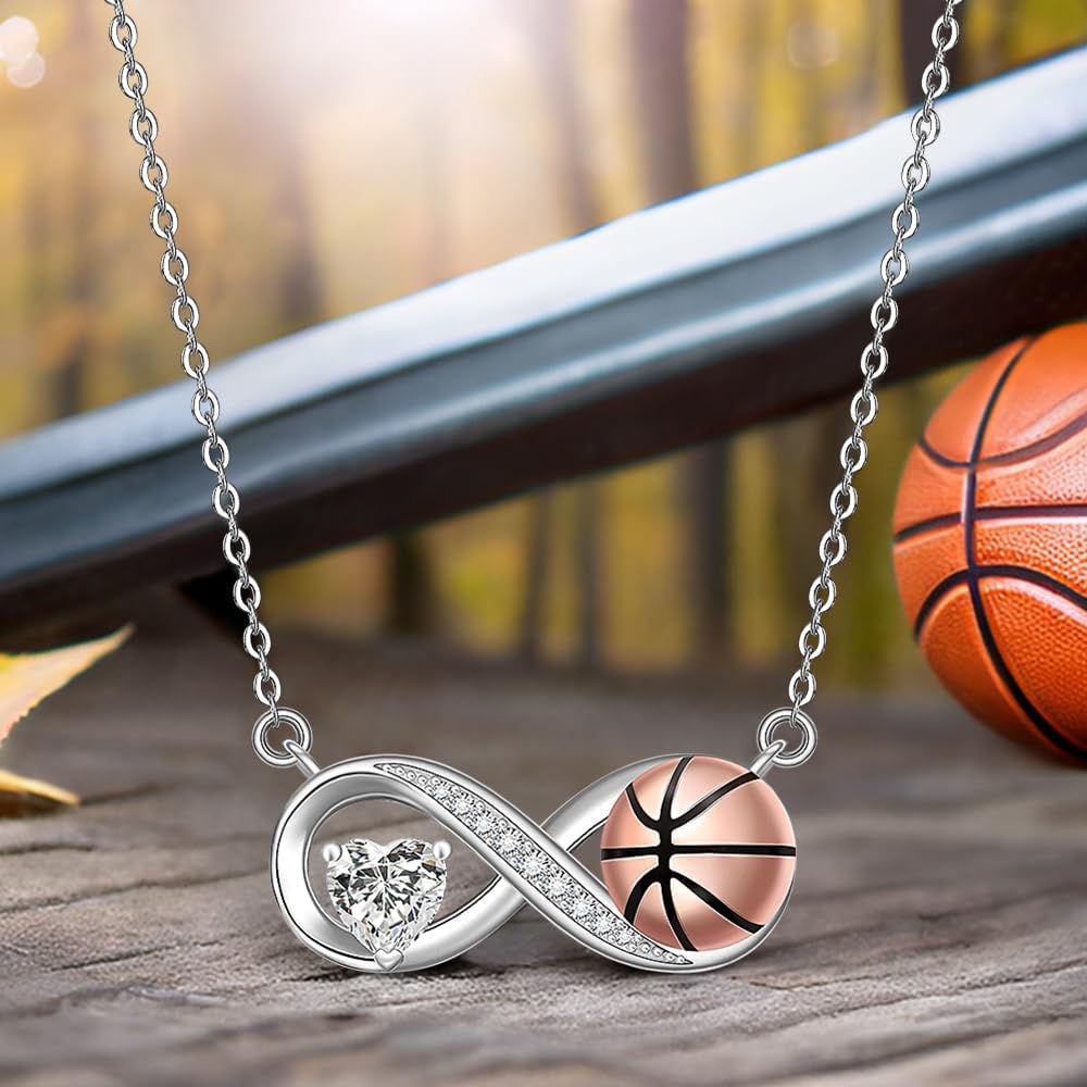 Fenthring Basketball Necklace for Women Sterling Silver Basketball Pendant Necklace Infinity Womens Mothers Day Christmas Gifts Jewelry - Image 6