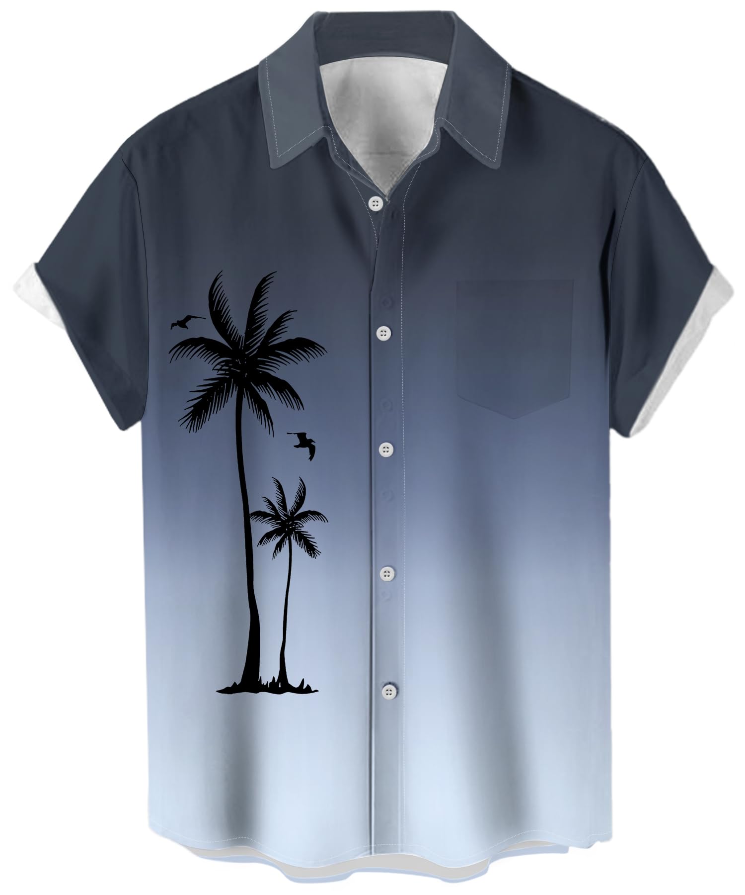 Men's Short Sleeve Button Up Hawaiian Shirt 1950s Vintage Bowling Shirts