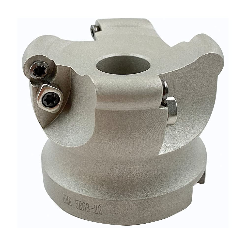 GBJ EMR 5R 63-22-4T 2.48" R5 Face Mill Interchangeable Face Milling Holder Rough Processing Round Inserts Tool Holder Plate Face Mill for RPMW1003 RPMT10T3
