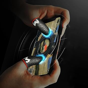 Touch Screen Fingertip Gloves 1 Pair MEMO Finger Sleeve Breathable Sensitive Sweat-Proof Faux Silver Fiber Gaming Finger Cover for PUBG Mobile Game Fingertip Sweat-Proof Gaming Finger Cover