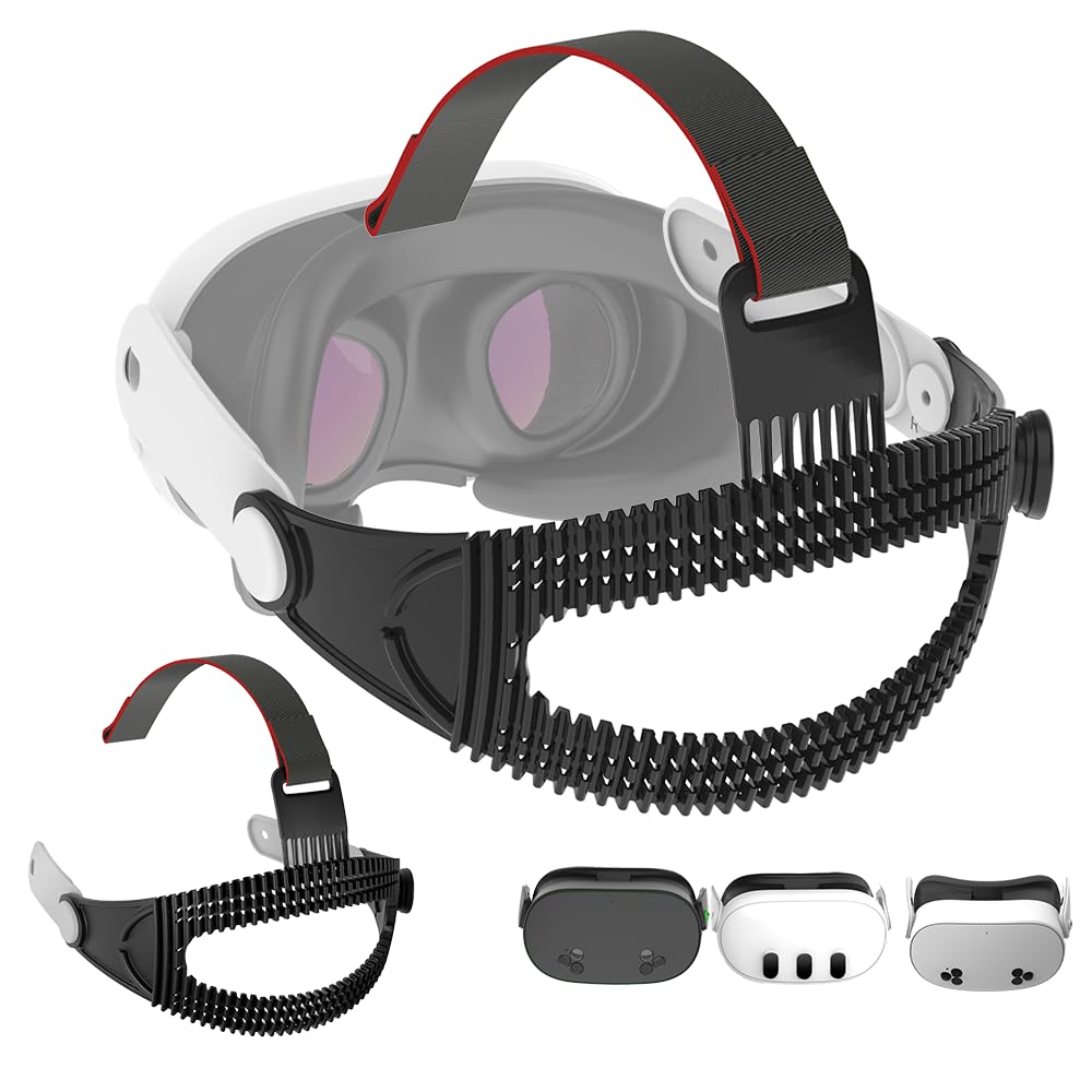 Correa de silicona suave para la cabeza para Meta Quest 3 / Quest 3S / 3S Xbox Edition, correa de repuesto envolvente transpirable, soporte cómodo ligero ajustable (sin batería), negro