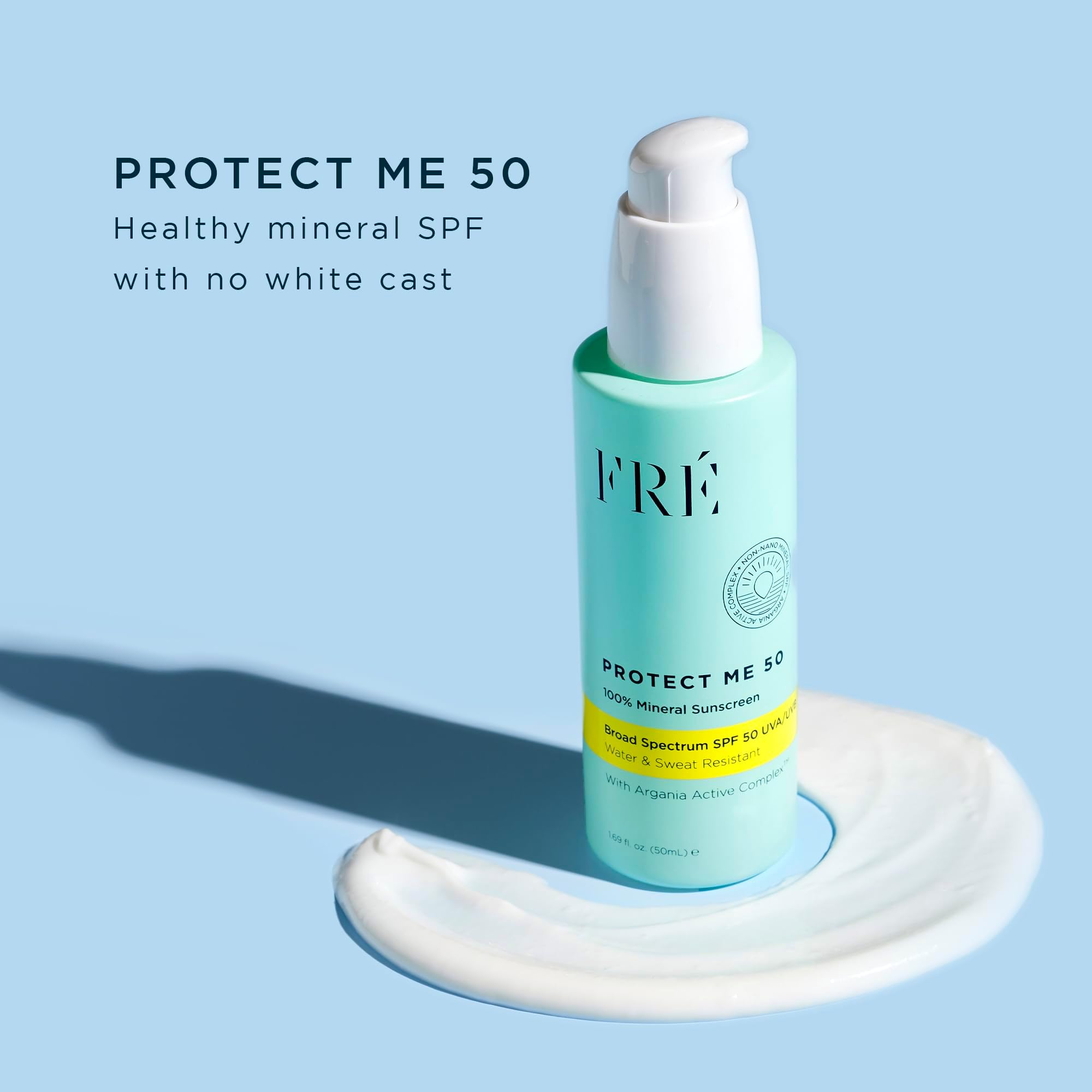 Mineral Face Sunscreen with Non-Nano Zinc Oxide SPF 50, PROTECT ME by FRE Skincare - Reef Safe, Water-Resistant, No White Cast, Facial Moisturizing Cream - Non-Comedogenic & Ophthalmologist Tested
