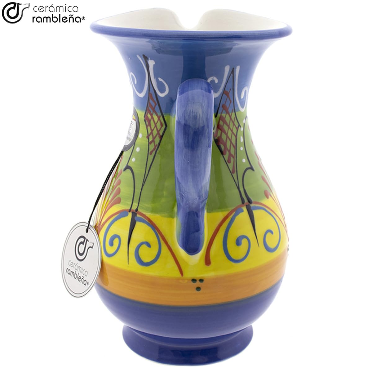 CERAMICZNY RAMBLEÑA | Dzbanek na wodę | Dzbanki z czerwonego błota | Dzbanek do soku | Dzbanek wody Model 06 | 100% Ręcznie robione dekoracje | 1,5 litra