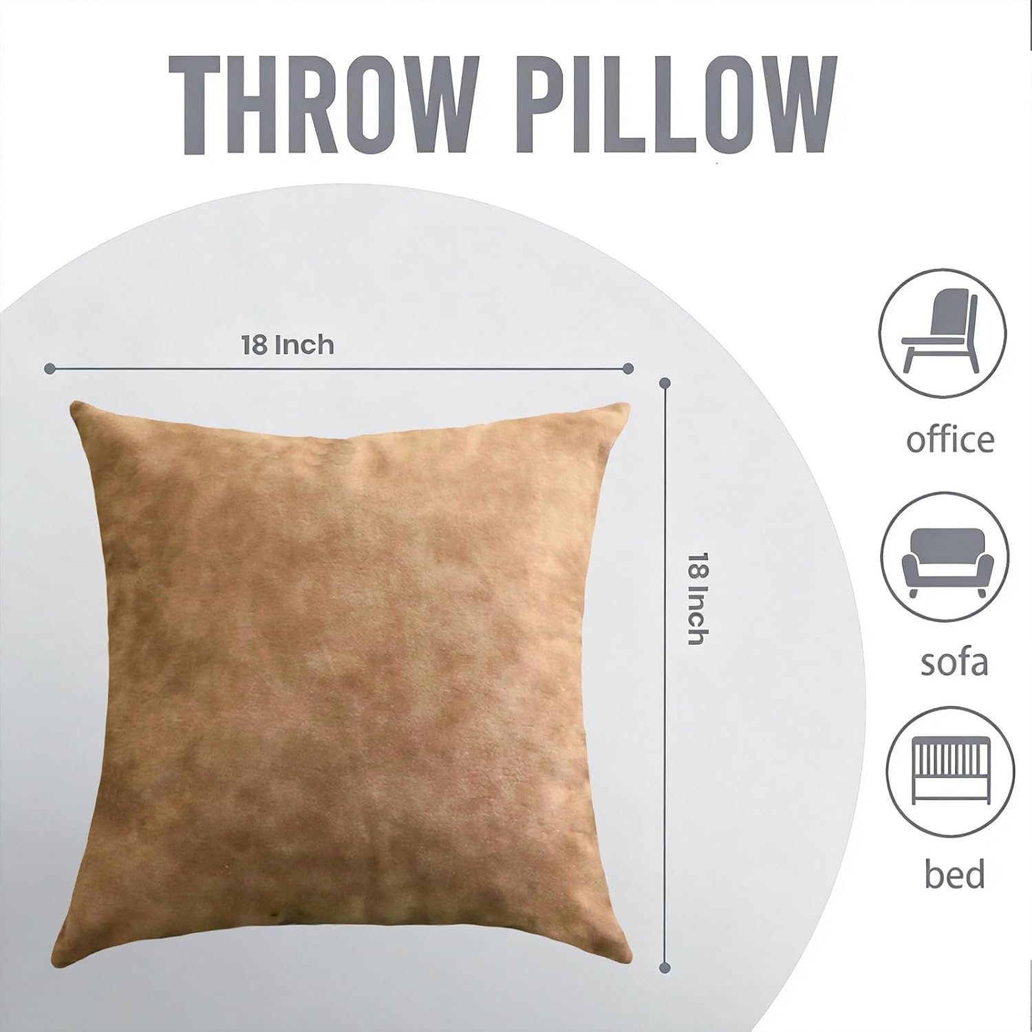 Throw Pillows with Inserts Included, 18x18 Couch Pillows,Throw Pillows for Couch,Brown 2 Pack.