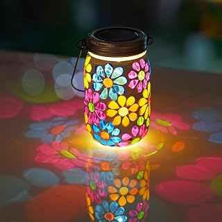 Stargarden Mosaic Solar Lantern ,Flower Mosaic Lights | Outdoor Hanging Jar Lights ,Waterproof Solar Lamps for Tree, Garden, Patio, Yard, Outdoor