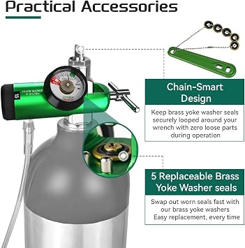 Oxygen Regulator for Oxygen Tank CGA870 Connection for Home and Outdoor Use