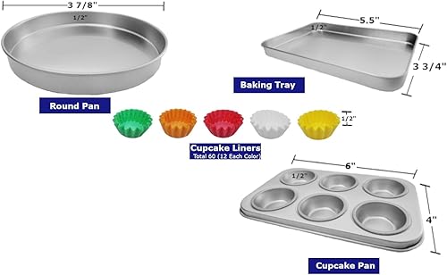 Miniatura 2 de Quadrapoint Juego de sartenes compatible con Easy Bake Ultimate Oven incluye molde para cupcakes, sartén rectangular y sartén redonda