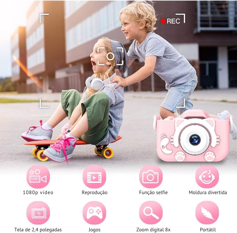 Câmera Digital Infantil Portátil – Recarregável, Com Tela LCD, Jogos e Vídeo HD – Presente Criativo para Crianças de 4 a 12 Anos – Antichoque, Fácil de Usar (Rosa) Câmera Digital Infantil Portátil – Recarregável, Com Tela LCD, Jogos e Vídeo HD – Presente Criativo para Crianças de 4 a 12 Anos – Antichoque, Fácil de Usar (Rosa)