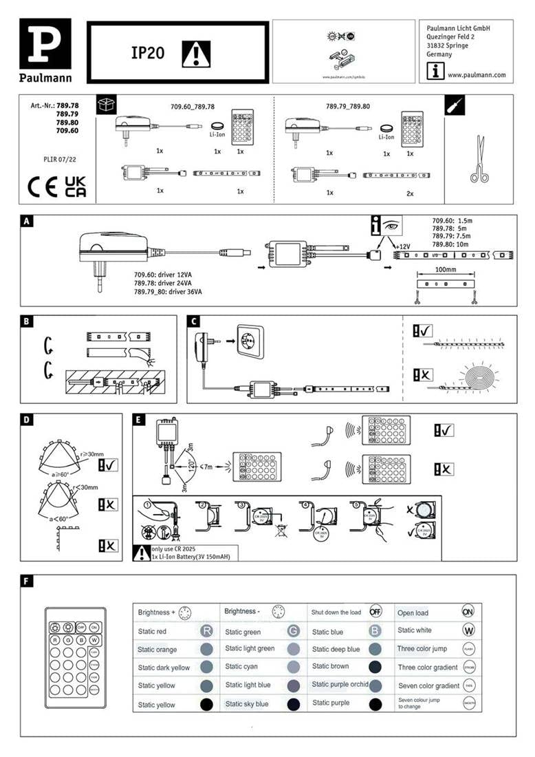 Paulmann 78979 SimpLED Strip Set 7,5 m LED Strip 26 W pasek świetlny RGB Wielobarwny taśma świetlna powlekana