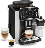 Krups Sensation Lait, Machine à café grains, Expresso automatique, 6 boissons, Carafe à lait Cappuccino, Interface tactile, Nettoyage automatique, Silver, EA912E10 - 1