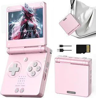 Anbernic RG SP ポータブル レトロ クラムシェル コンソール 通勤 旅行 ゲーマー向け | Linux 16GB 30+ゲームエミュレーター 3.4インチ IPS 3300mAh RG SP 2.4G/有線/BT HDMI Wi-Fi マルチプレイヤー プリロードなし ゲームピンク