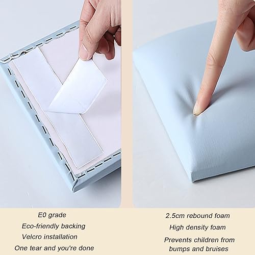 Miniatura 6 de Paneles tapizados para pared, cojín anticolisión, cabecera tapizada impermeable 3D, panel de protección contra lesiones (color blanco, tamaño