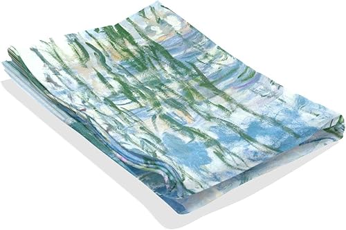 Miniatura 5 de AHOMY Tapiz para colgar en la pared, lirios de agua por Claude Monet, pinturas al óleo, flores, colcha de picnic, manta de arte de pared, tapiz de