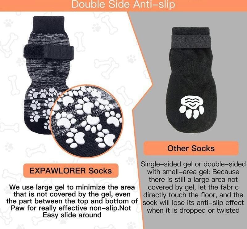 Image of AutoStory 4 Pcs Non Slip Dog Cotton Socks to Prevent Licking Paws, Double-Sided Grip Anti-Skid Paw Protectors for Hardwood Floors,Hot /Cold Pavement Traction Control for Small Medium Large Dogs - (M)
