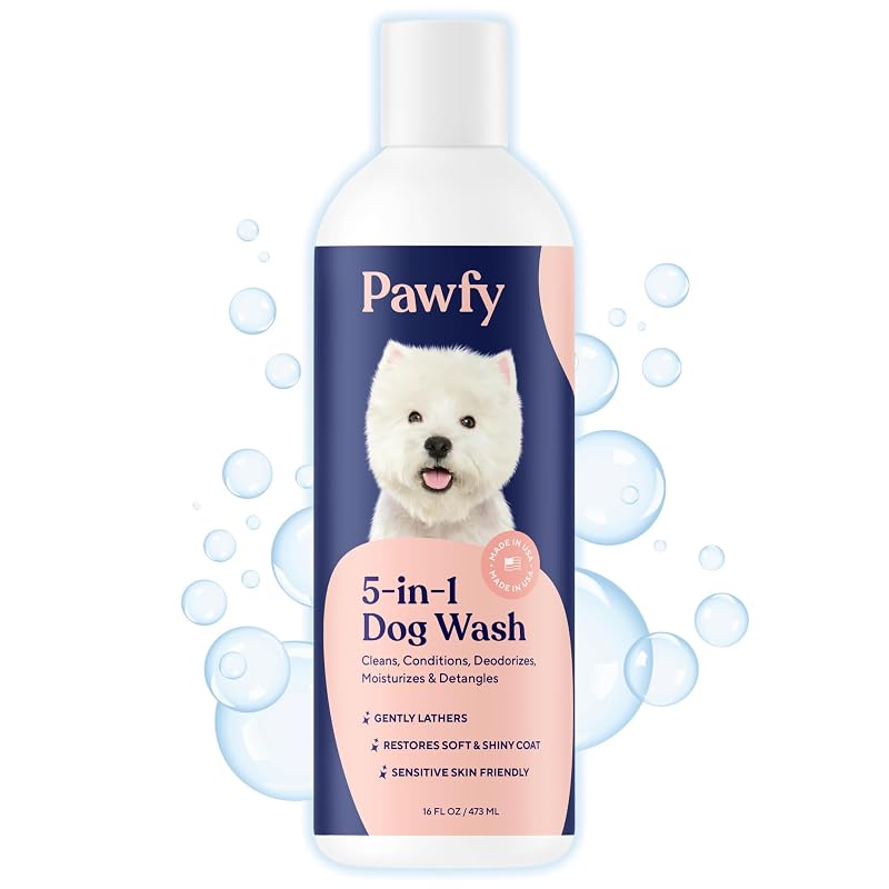 Shampoo e Condicionador 5 em 1 para Cães Pawfy com Aveia e Aloe Vera, 1 unidade