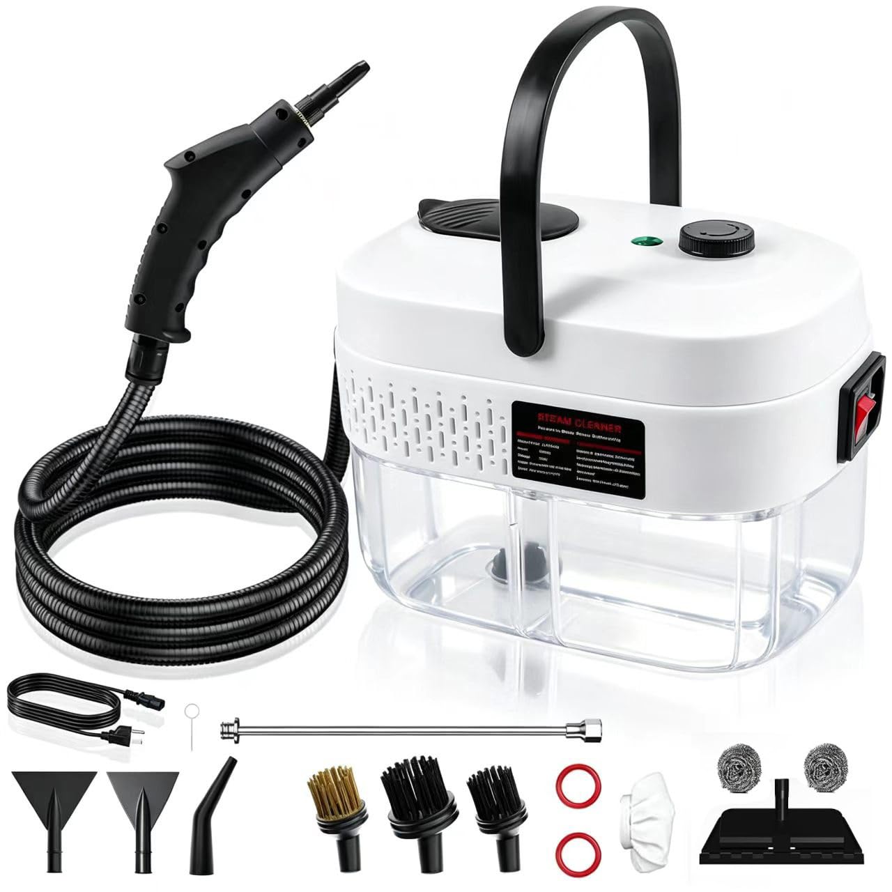 Vaporeta Limpieza Hogar 2500W, Limpiador a Vapor Depósito de Agua de 1,4L