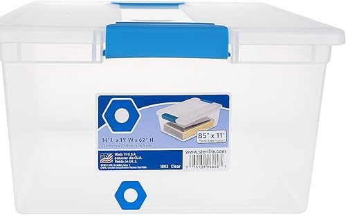 Caja de clip profunda, contenedor de almacenamiento pequeño apilable con tapa de pestillo, recipiente de plástico para organizar papel, oficina,