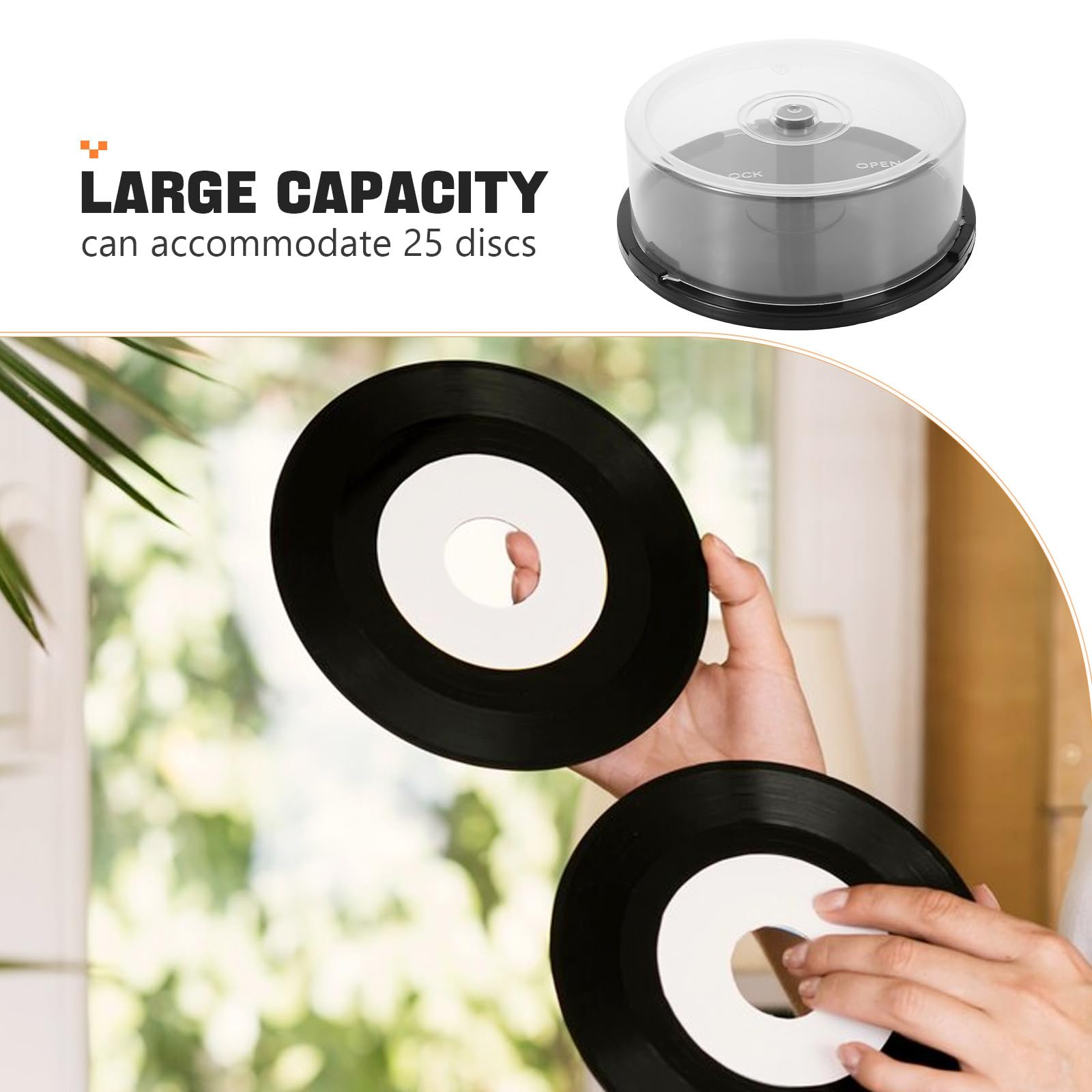 Holibanna Contenedor de Almacenamiento de Dvd de Plástico Negro para 25 Discos Cd, Diseño Ligero y Capacidad Grande para Organizar y Transportar en Casa