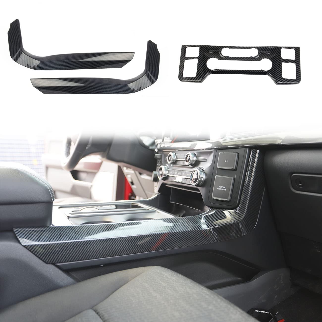 Carbon Fiber Style Interior Trim For 2008-2014 Dodge Challenger – Gear Shift & Cupholder Panel Covers