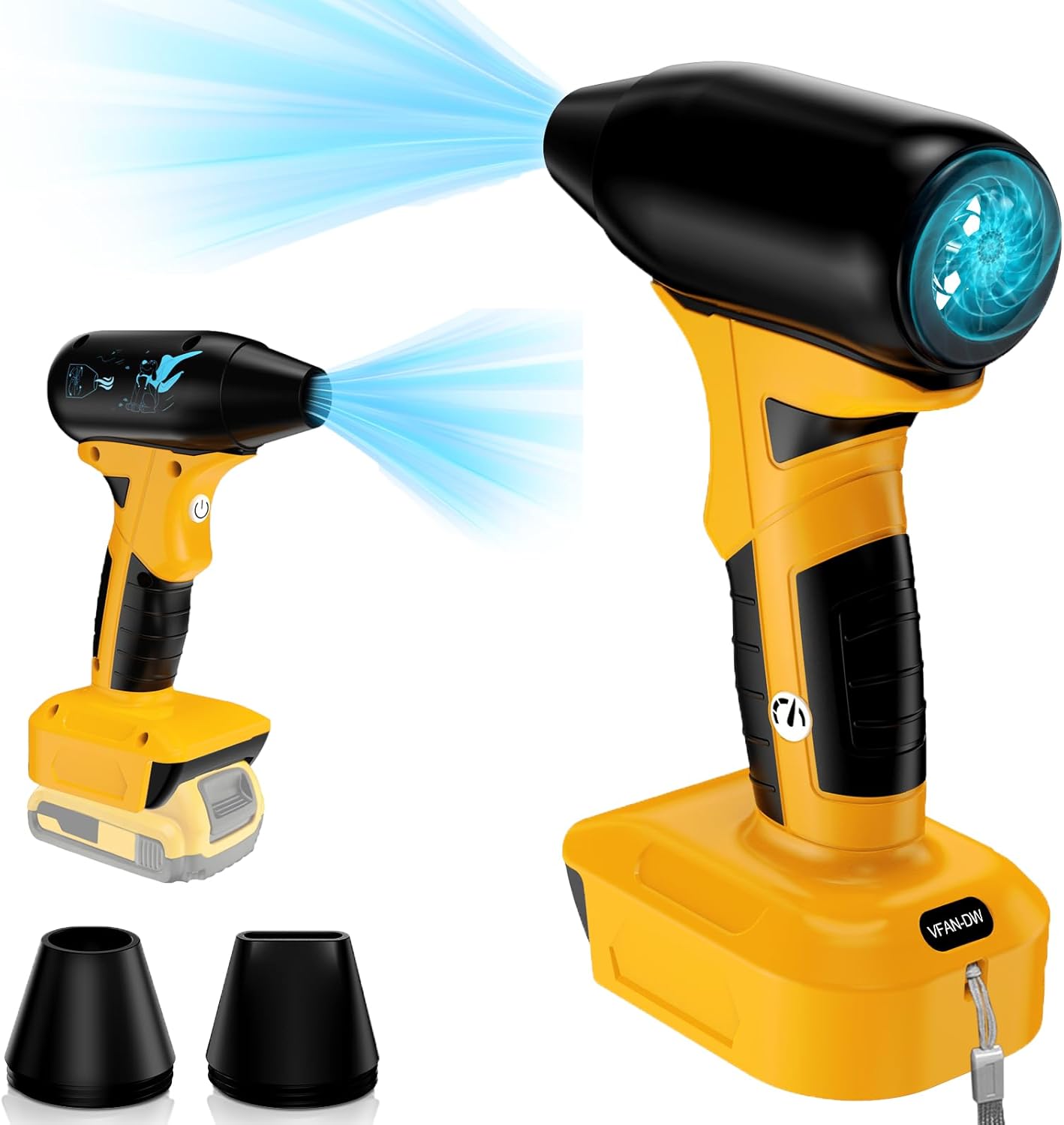 Compressed Air Duster, 130000RPM Air Blowers for Milwaukee 18V M-18 Battery, Cleaning Keyboard&PC 4 Gears Adjustable Wind Speed Cordless Jet Fan Dry Blower for Car,Home,Cleaning,Leaf Blower