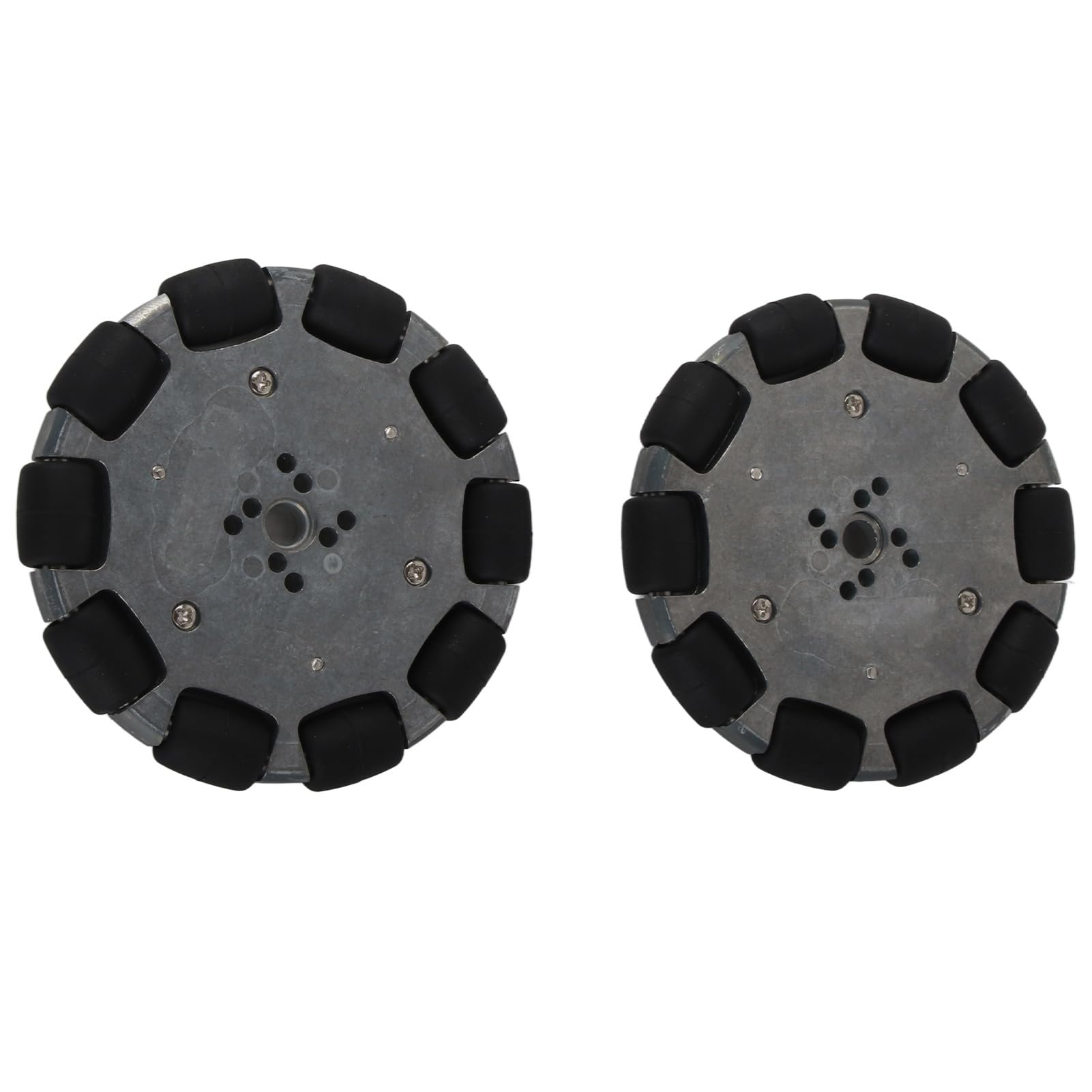 Omnidirectional Wheels 4 Inch | 10 Rubber Rollers for 360° Multi - Directional Movement | Industrial Robot Wheels for AGVs/Automated Systems | Metal Hub, 100mm, 2 - Pack