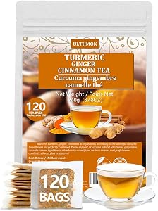 Premium 120 Turmeric, Ginger, Cinnamon Tea Bags, 100% Pure & No Additives & Caffeine Free.