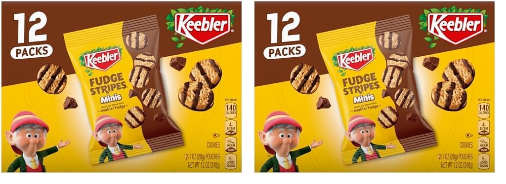 KeeblerOn-The-Go Fudge Stripes Cookies, 12 Count (Pack of 2)
