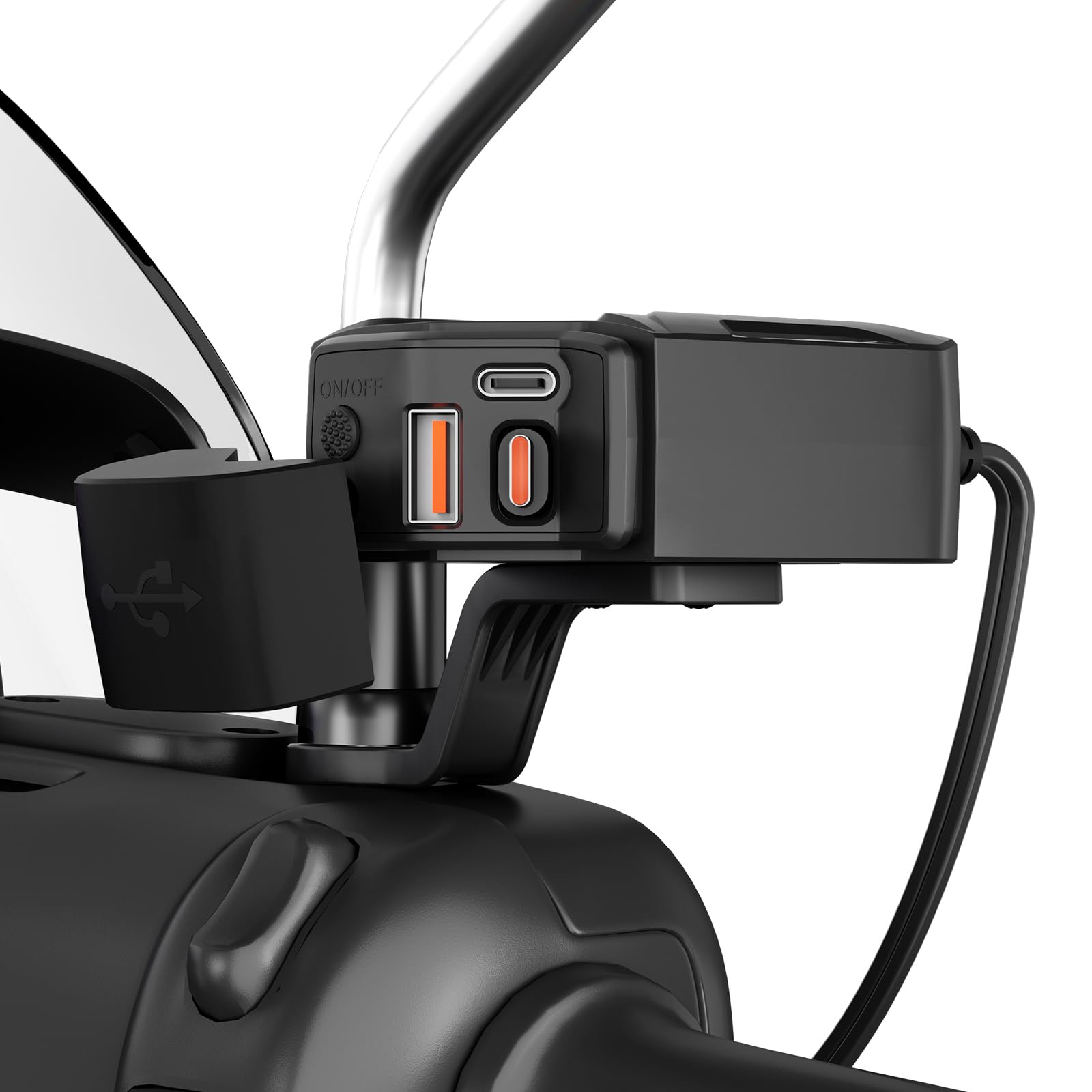 Motocyklowy adapter USB z woltomierzem, wyłącznikiem, IP65, podwójny USB-C PD i USB-A do telefonu, tabletu, GPS